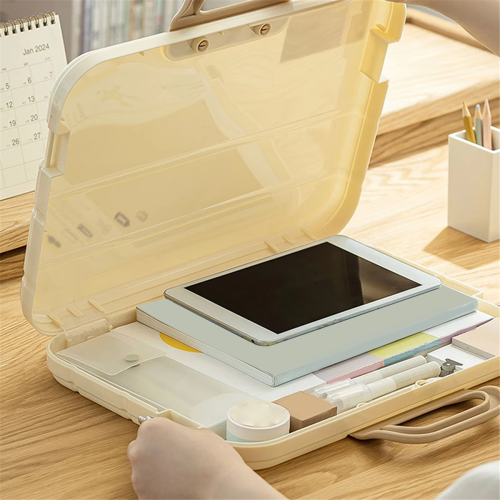 A4 Plastic File Folder with Lock Handle Portable Box File B 2