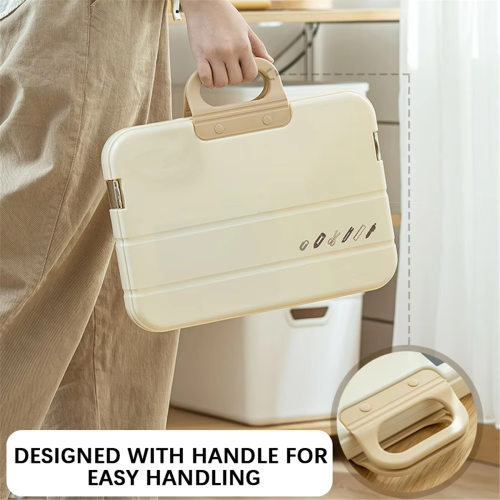 A4 Plastic File Folder with Lock Handle Portable Box File B 1