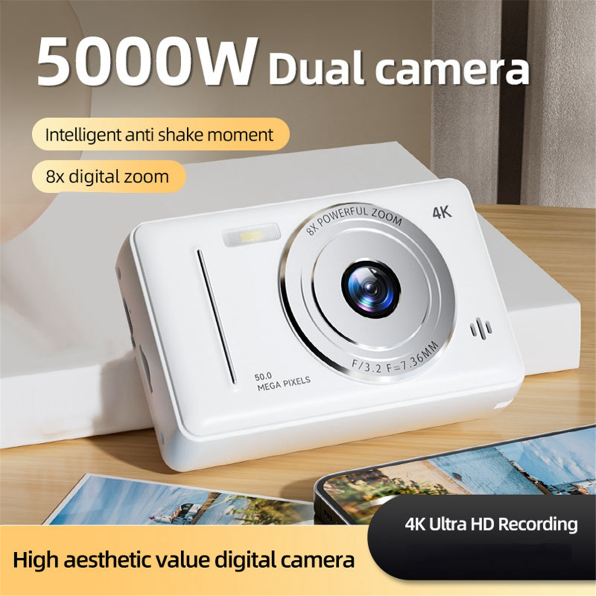 Appareil Photo Numérique Étanche 48MP Écran Double Pour Sports Extérieurs Noir YONIS