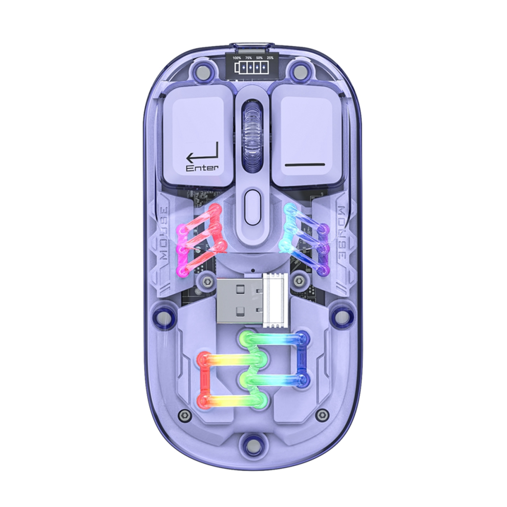 Bm200 Dual-Mode Mouse Rgb Luminous 2.4G Wireless Bluetooth 4851108274222