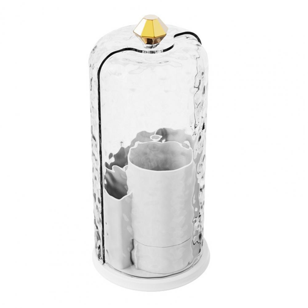 Boîte de rangement pour pinceaux de maquillage avec couvercle transparent grande capacité A
