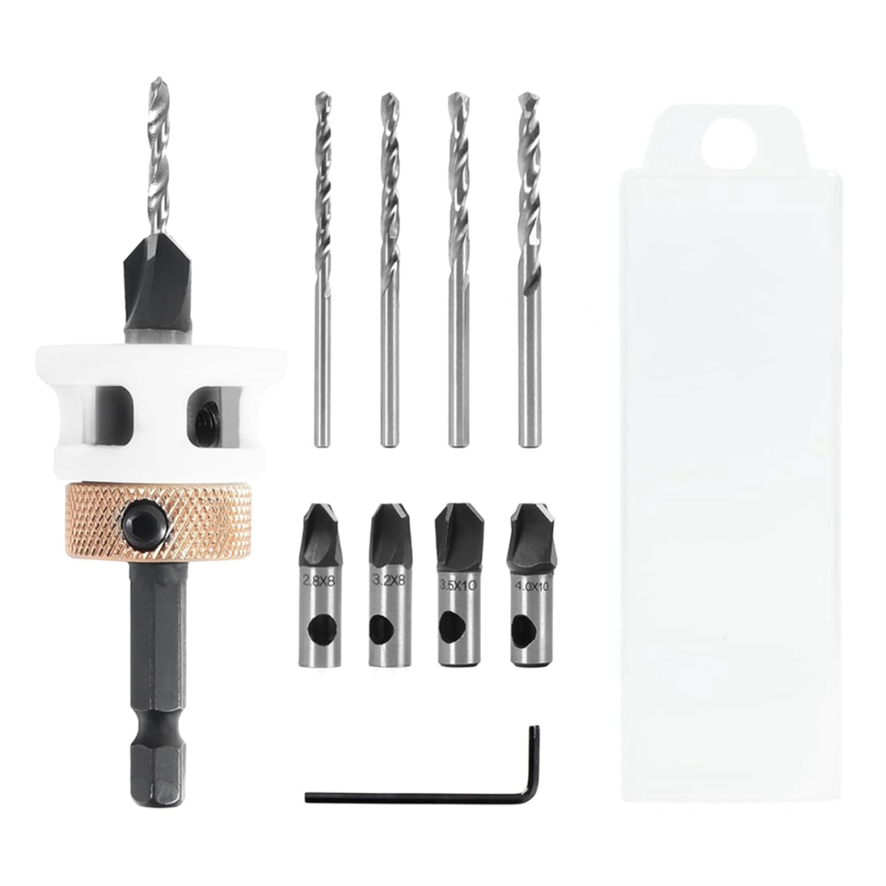 4Pcs Countersink Drill Bit Set With Low Friction Depth Stop 4851108284474