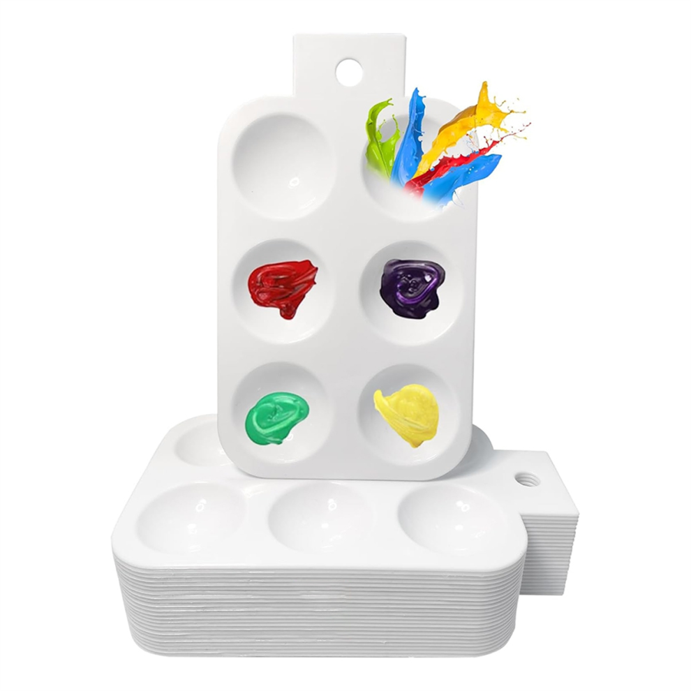 24 Pieces Paint Tray, White Plastic Paint Tray with Hanging Holes,-image-OPC-PGFYYVV-NEW