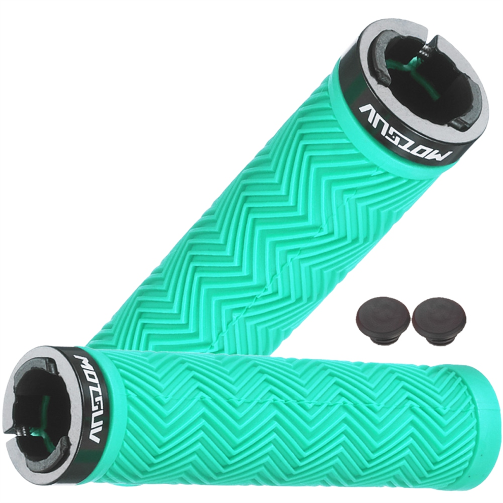 Poignées de guidon de vélo en caoutchouc souple, cyan