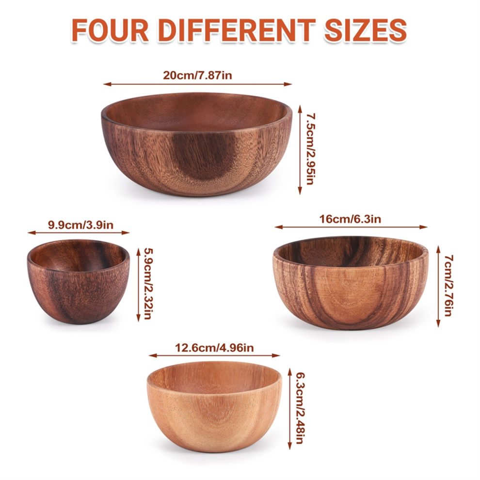 Natural Handmade Solid Wooden Bowl, Round Dining Room Bowl 10x6cm-image-OPC-PGFZ8TT-NEW