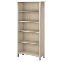 Bush Furniture Salinas 5 Shelf Bookcase in Antique White, Tall Bookshelf, Large Book Shelf for Living Room, Home Office, or Entryway