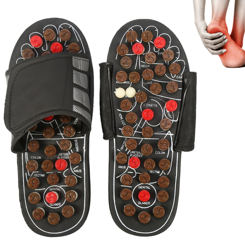 Brino Magnetic Therapy Massage Shoes Foot Reflex Zones Acupressure Blood Activating Health Massage Slippers (38-39 Brown Rotating Eight Diagrams)