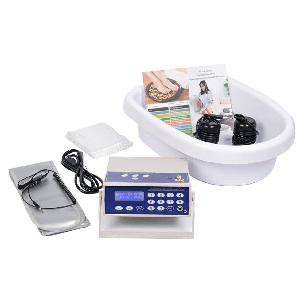 Healcity Ionic Detox Foot Bath Machine Birthday Gift Foot Spa Cleanse Negative Hydrogen System With Professional Tub Basin 10 Liners, 2 Ion Cleanse