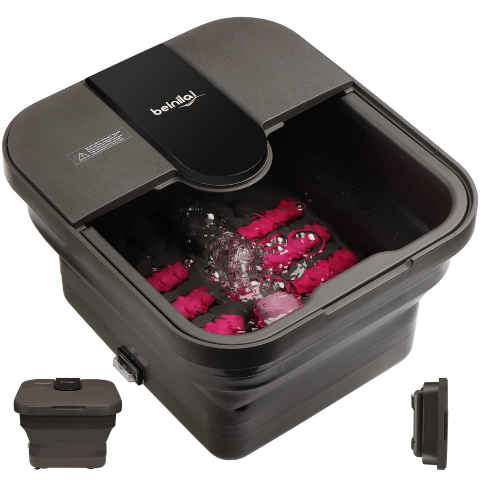 Beinilai Collapsible Foot Spa,Foot Bath With Heat And Massage And Bubble Jets,Foot Soak Tub With Six Non Motorized Foot Rollers,Acupressure Massage