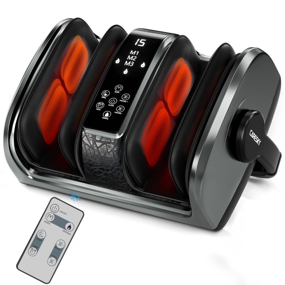 Careskypro Shiatsu Foot Massager Machine For Circulation And Pain Relief, Enhanced Heat Therapy, 5 Intensity Deep Kneading, Swinging For Calf, Leg And