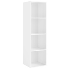 fevarbord White Bookcase 4 Tiers Cube Storage Unit Living Room Bookcase and Shelving Unit Wooden Display Shelf 30x30x106cm