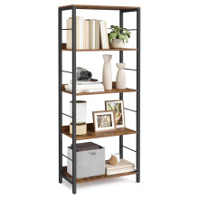 VASAGLE 5-Tier Bookcase, Book Shelf, Bookshelf, 30 x 60 x 144 cm, Shelving Unit, with Back Panels, Industrial, for Living Room, Study, Home Office,