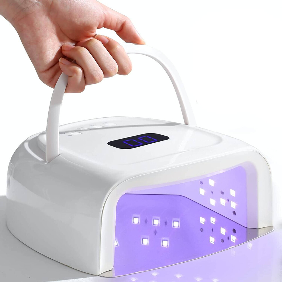 60W Rechargeable UV LED Nail Lamp, Faster Wireless Nail Dryer Gel Polish Light 42 Beads & Portable Handle, Professional Curing Lamp for Fingernail and