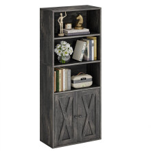 IRONCK Industrial Bookcases with Doors 30 cm Depth on Floor Standing 5 Shelves Storage Bookcase Home Decor for Home, Office, Living Room, Bedroom
