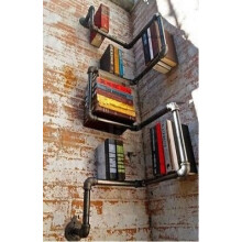 MLR-2015 Industrial Urban Style Galvanised Steel Pipe Single Shelf Book Shelf