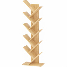 SHEEPAM 10 Tier Tree Book Shelf, Floor Standing Wood Bookshelf for Narrow Space, Storage Organizer Bookshelves for Books/CDs/Magazine, Bookcase with