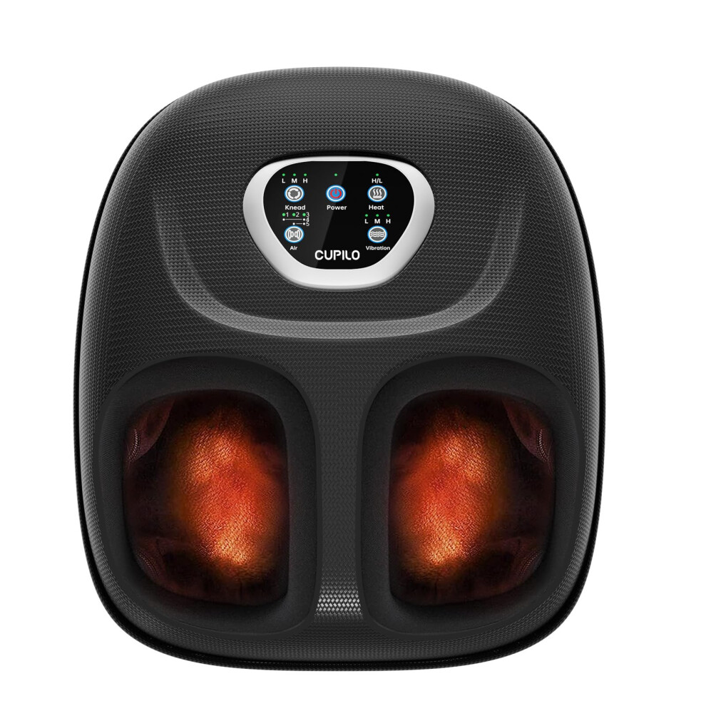 Cupilo Foot Massager With Heat, Shiatsu Foot Massager Machine Eligible For Plantar Fasciitis, Adjustable Vibration And Compression For Neuropathy Pain