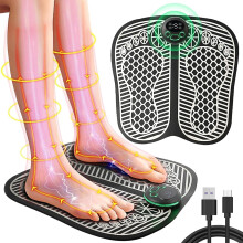 Electronic Feet Massagers for Pain and Circulation,EMS Foot Massager Electric Massage Mat Folding Muscle Stimulatior Massage Mat,8 Modes 19