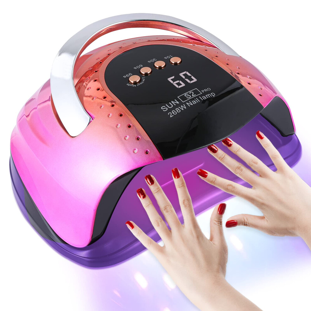 Riuotazi 268W Uv Led Nail Lamp For Gel Polish With 4 Timer Settings And Professional Manicure Nail Dryer With Automatic Sensor