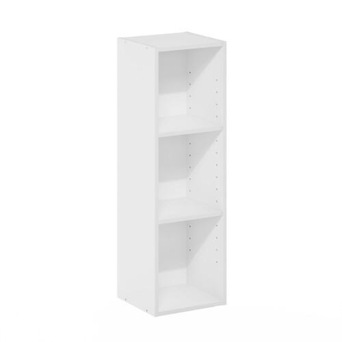 Furinno Fulda 3-Tier Space Saving Storage Shelf Bookcase, 25 cm Width, White