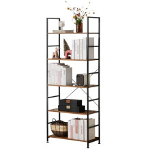 Atilioo Book Shelf, 5-Tier Tall Bookcase, Bookshelf with Steel Frame, Modern Industrial Display Shelves, Corner Storage Organizer for Bedroom, Living