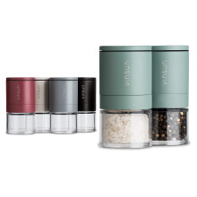 Vinsun Salt and Pepper Grinder Set Green - 2X Small Mill refillable ?51x100mm - Adjustable Ceramic Grinder, Stainless Steel - Spice Mills
