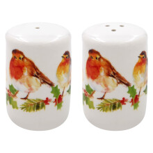 Winter Robin Design Fine China Salt and Pepper Shaker Pots