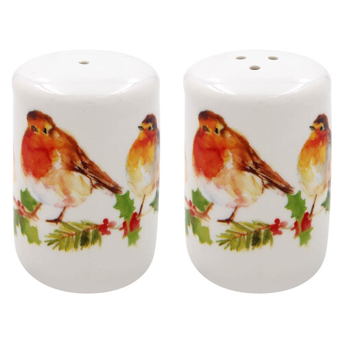 Winter Robin Design Fine China Salt and Pepper Shaker Pots