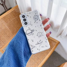 (T-D1002T1, For Samsung S21 Plus) Cute Clouds Planet Phone Case for Samsung Galaxy S
