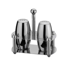 Grunwerg Bellux Collection Stainless Steel Cruet Set with Stand