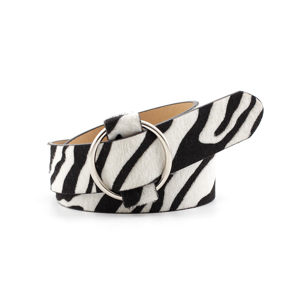 (Zebra) Versatile Womens Wide Noloop Belt In Fashionable Animal Textures For Casual Styles Contemporary