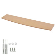 Floating Shelf Board for Bedroom Wall Fixings Included 60cm 90cm 118cm Long Oak Walnut Stainless Steel Wall Storage for Home & Office [Bowed Beech,