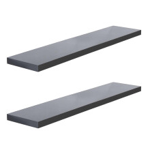Roseley 80cm High Gloss Floating Shelves Set of 2 Wall Mounted Storage For Bathroom Bedroom Kitchen Office Living Room Book Display [Grey]