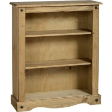Seconique Corona Low Bookcase in Distressed Waxed Pine