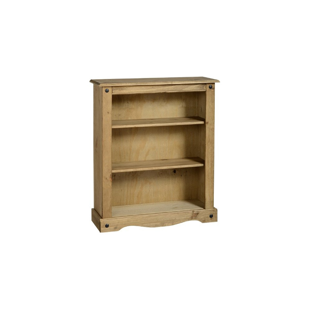 Seconique Corona Low Bookcase In Distressed Waxed Pine