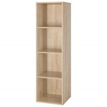 Lillyvale Oak Bookcase Bookshelf Large 4 Wood Tier Shelves Free Standing Shelving Storage Display Unit Organizer for Living Room OAK