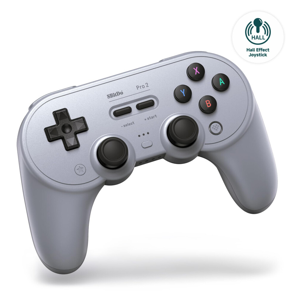 8Bitdo Pro 2 Bluetooth Controller for Switch, Hall Effect Joystick Update, Wireless Gaming Controller for Switch, Switch 2, PC, Android, and Steam Deck & Apple (Gray Edition) - Image 3