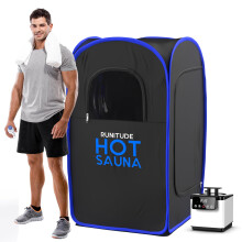Runitude Portable Sauna Steam Tent | Full Size Home Personal Sauna Steam Detox Room | Infrared Touchscreen 1000W 2.6 Litre Generator | Including Chair