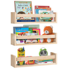 Pafoli Floating Nursery Book Shelves 16.5 inch 3-Pack -Sturdy, Safe Design, Easy to Mount | Baby Book Shelf for Nursery, Nursery Shelves for Wall,