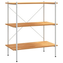 vidaXL 3-Tier White and Oak Shelving Unit - Steel Construction Bookshelf for Office, Living Room, Garage, Freestanding, 80 x 40 x 92 cm