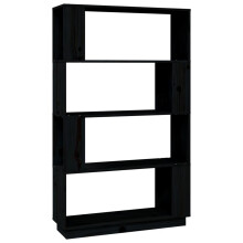 vidaXL Solid Wood Pine Book Cabinet/Room Divider Storage Rack Side File Cabinet Wooden Shelf Home Organiser Room Partition Bookcase Furniture Black