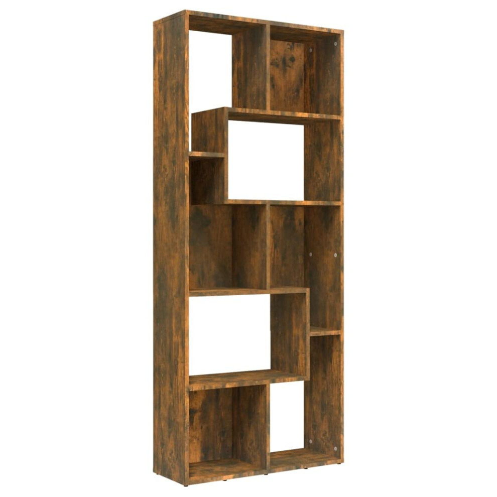 Photos - Dresser / Chests of Drawers VidaXL Smoked Oak Book Cabinet - Modern 161cm Tall Freestanding Book Shelf with Ample Storage | Versatile Engineered Wood Ca