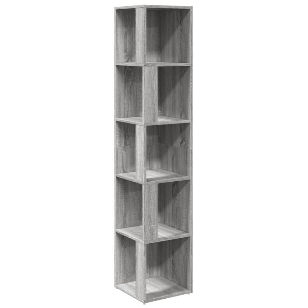 vidaXL Corner Cabinet Bedroom Office Living Room Book Shelf Corner Unit Bookcase Standing Display Shelf Book Cabinet Grey Sonoma Engineered Wood