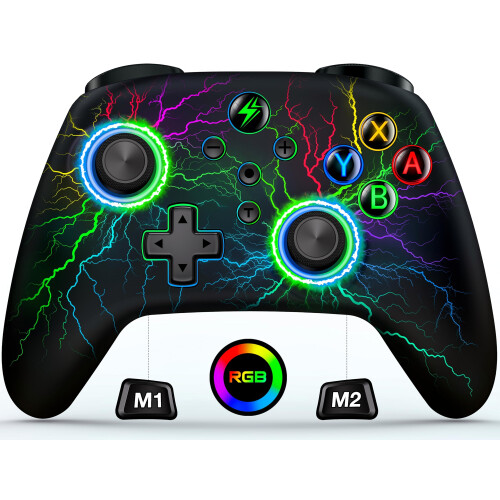 HASACOOL Switch Controller for Switch/Lite/OLED, LED Light Multi-Platform Wired Windows PC Controller/Wireless iOS Android Switch Pro Controller with