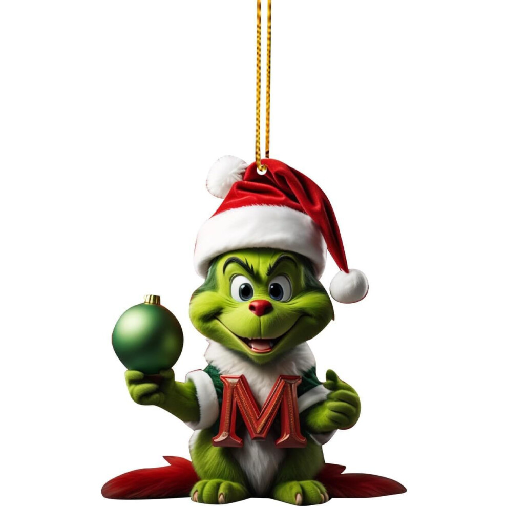 (StyleM) Grinch Alphabet Colorful Christmas Tree Ornaments Charming Hanging Decor Acrylic