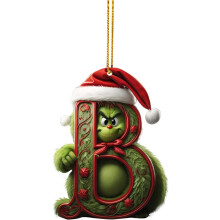 (StyleB) Grinch Alphabet Colorful Christmas Tree Ornaments Charming Hanging Decor Acrylic
