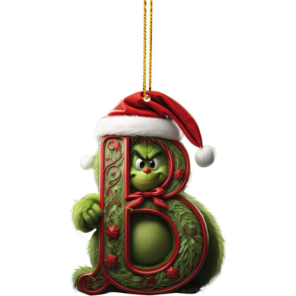 (StyleB) Grinch Alphabet Colorful Christmas Tree Ornaments Charming Hanging Decor Acrylic