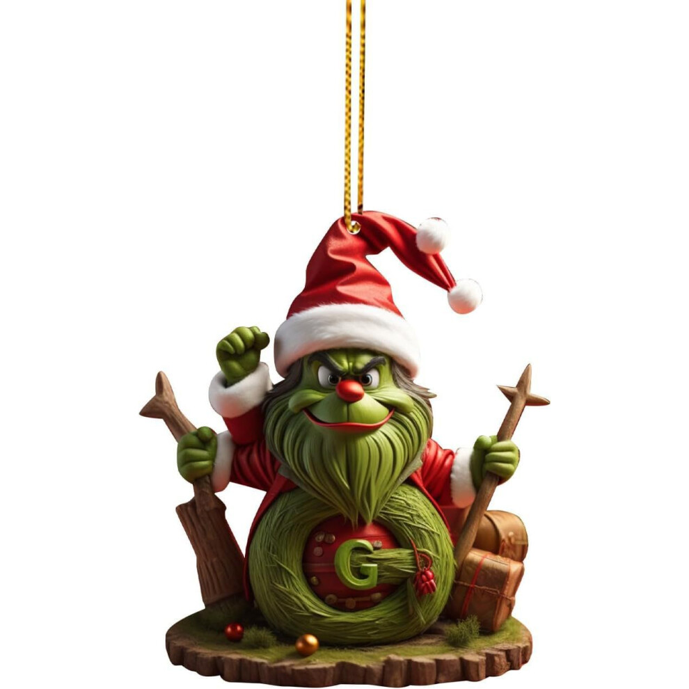 (StyleG) Grinch Alphabet Colorful Christmas Tree Ornaments Charming Hanging Decor Acrylic