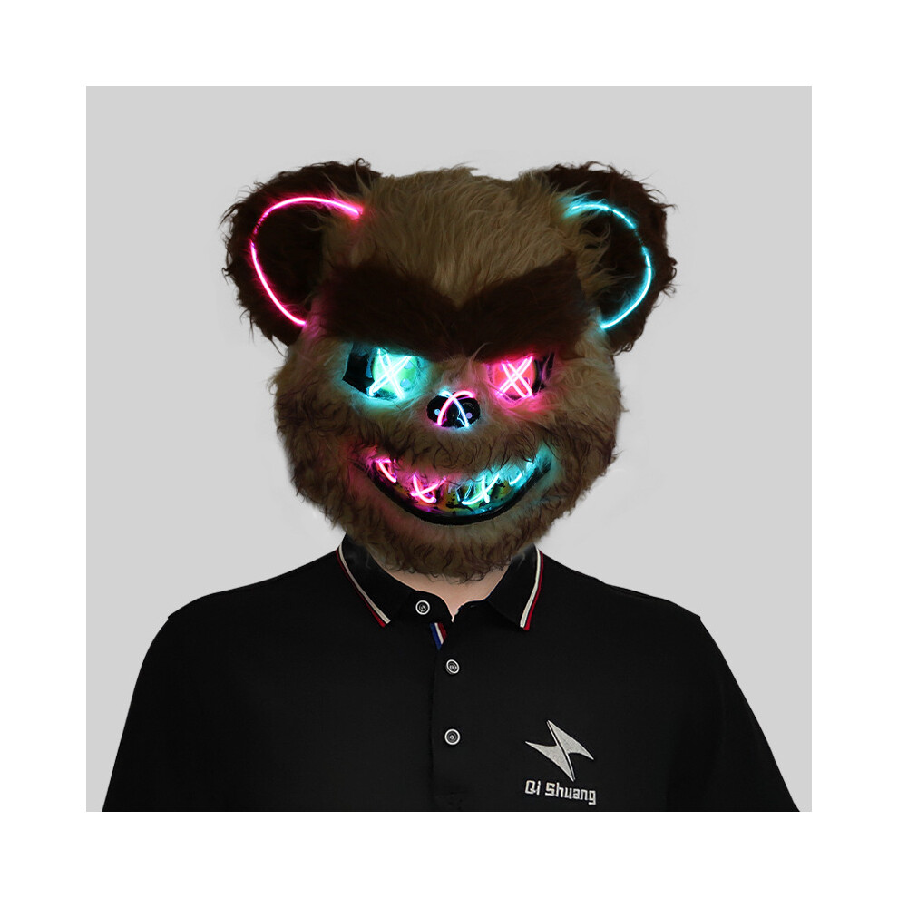 (Colorful Yellow Bear) Playful Colorful Lightup Animal Masks Including Rabbit Bear And Wolf For Halloween Parties Festive And Gatherings-image-OPC-PGG2HJ6-NEW