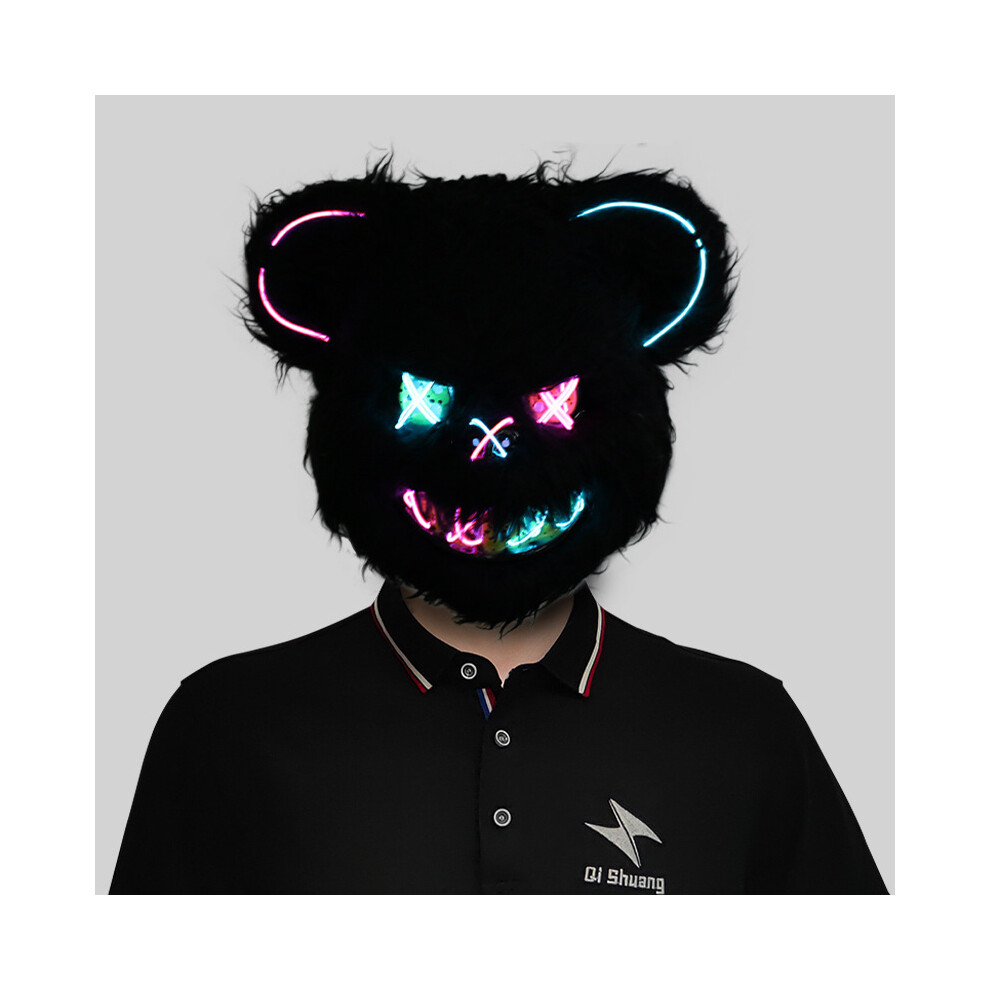 (Colorful Black Bear) Playful Colorful Lightup Animal Masks Including Rabbit Bear And Wolf For Halloween Parties Festive And Gatherings-image-OPC-PGG2HJ5-NEW